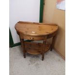 Pine ducal 1 drawer Hall moon console table.