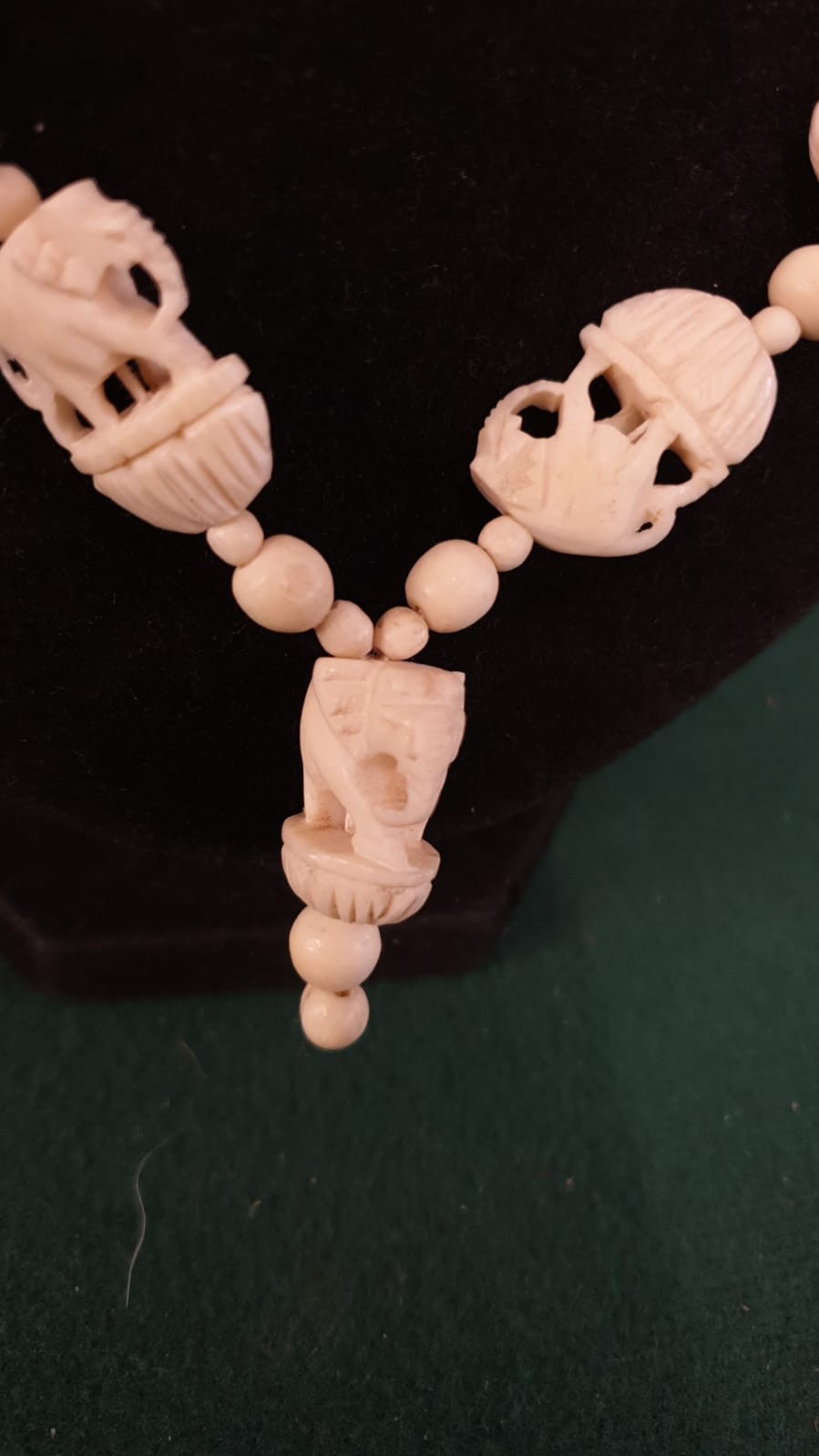 Arts and crafts carved bone elephant necklace. - Image 2 of 2