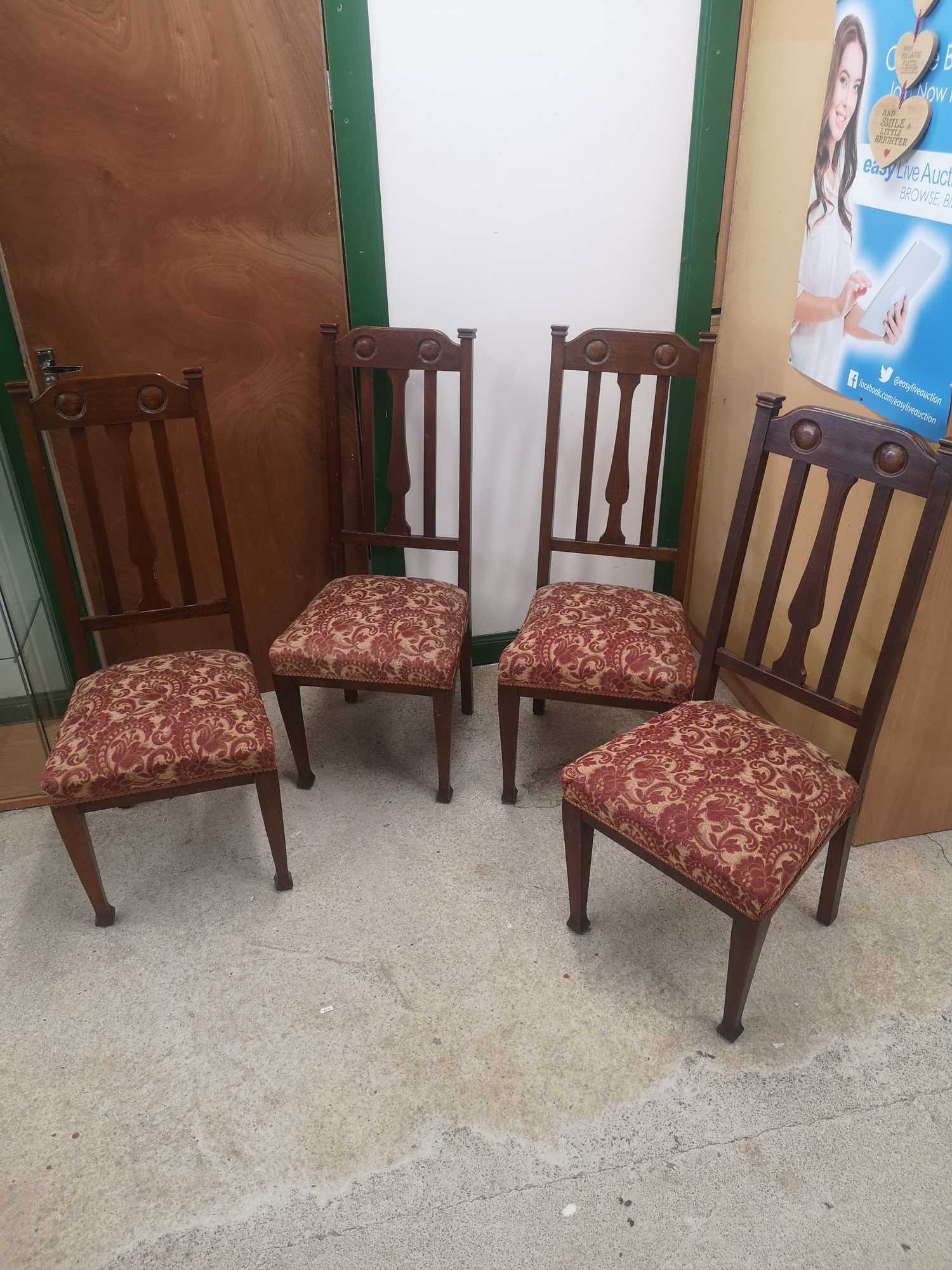 Set of 4 19th century art nouveau chairs.