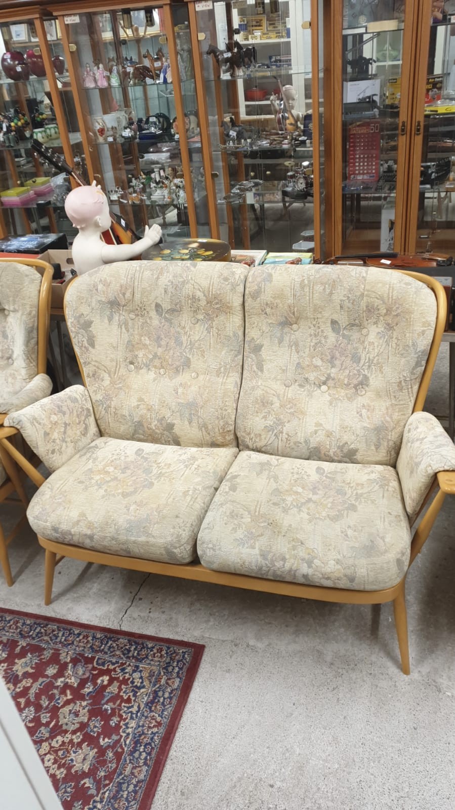 Ercol Blonde wood 3 piece suite with original cushions. - Image 4 of 6