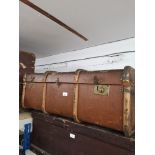 1900s wooden bound trunk.