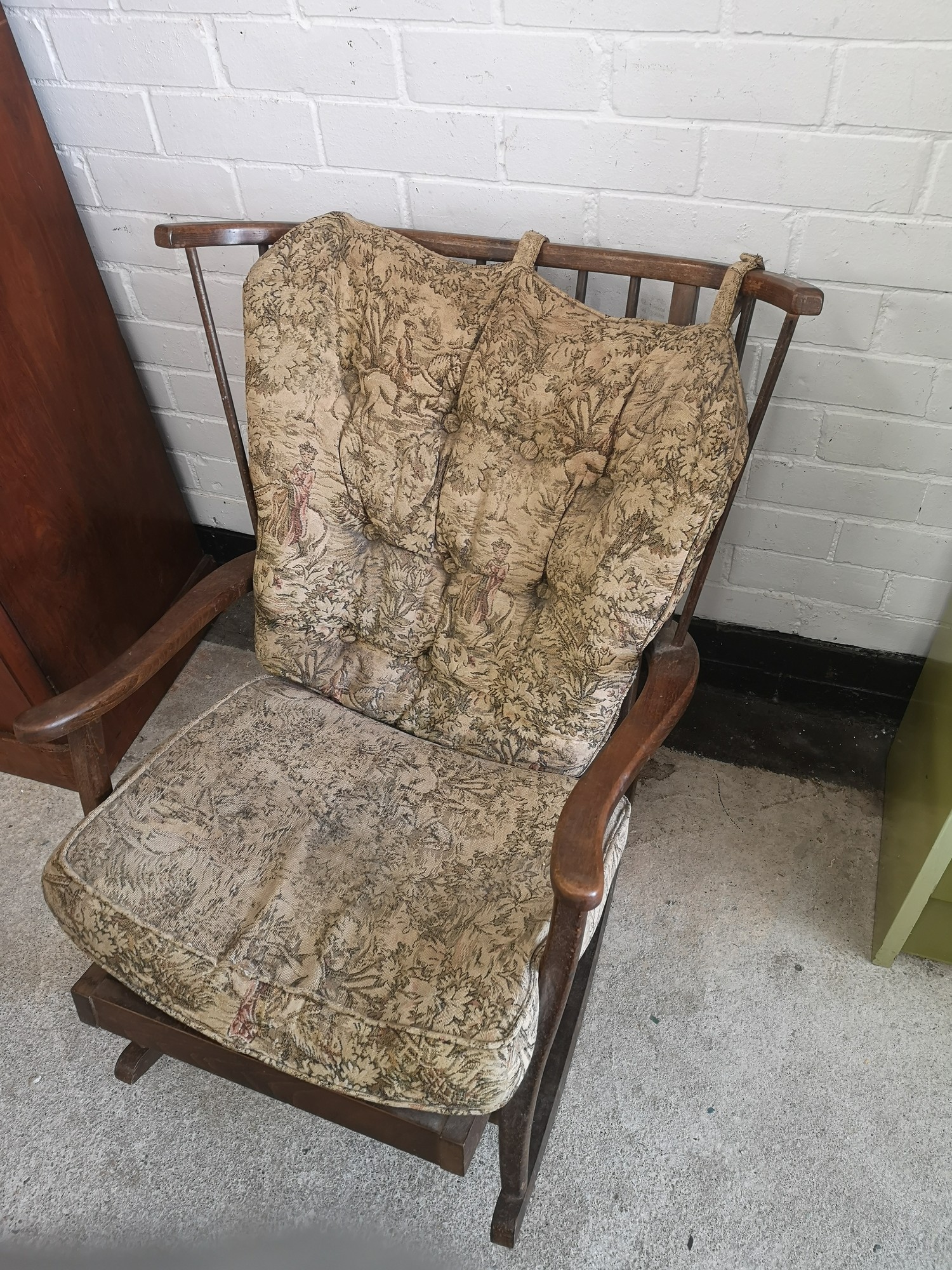 19th century rocking chair with original upholstery. - Image 2 of 3