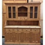 Large antique pine 2 section kitchen dresser.