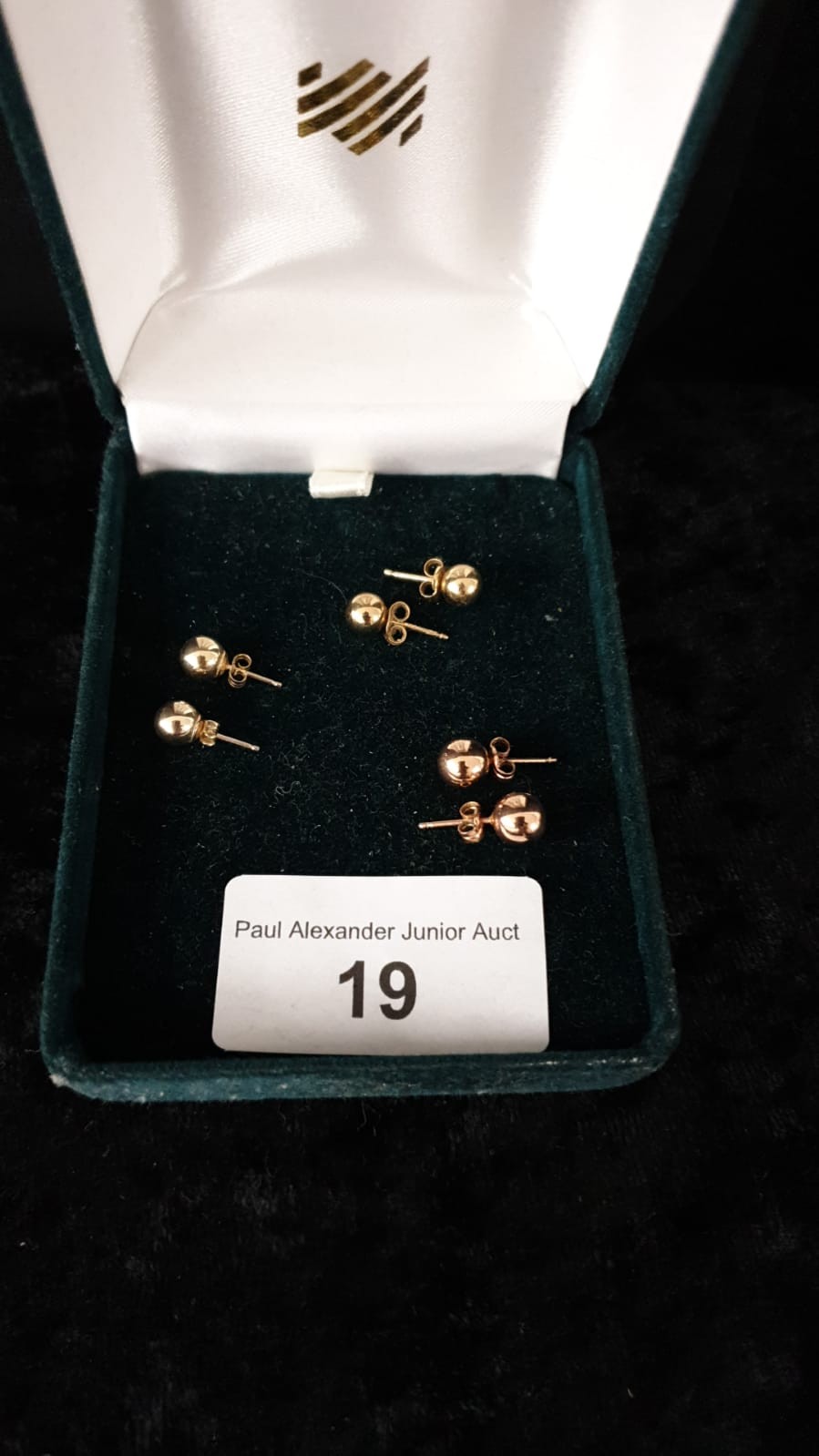 3 Pairs of 9ct gold ball stud earrings .