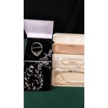 Selection of vintage pearl necklaces and costume jewellery etc .