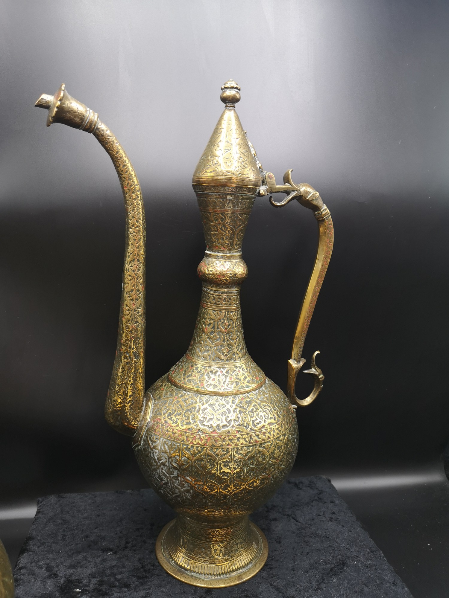 Large Arabic brass planter 8.5 inches in height together with large heavy ornate eastern tea pot - Image 10 of 10