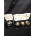 Queen Elizabeth II 22cr gold proof £1, £2, £5 coin s together with gold proof coin With