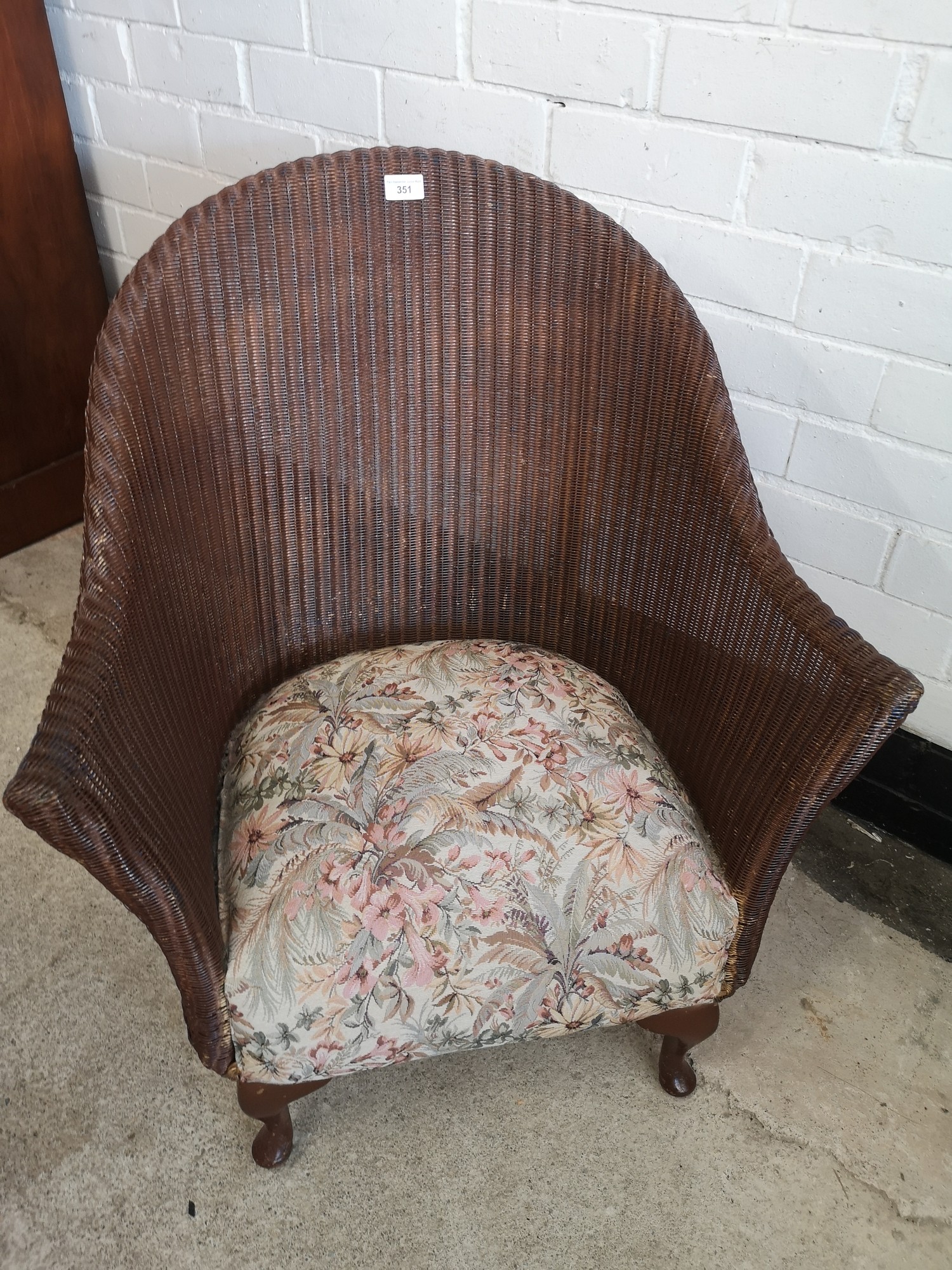 Lloyd loom style wicker chair with upholstery. - Image 2 of 5