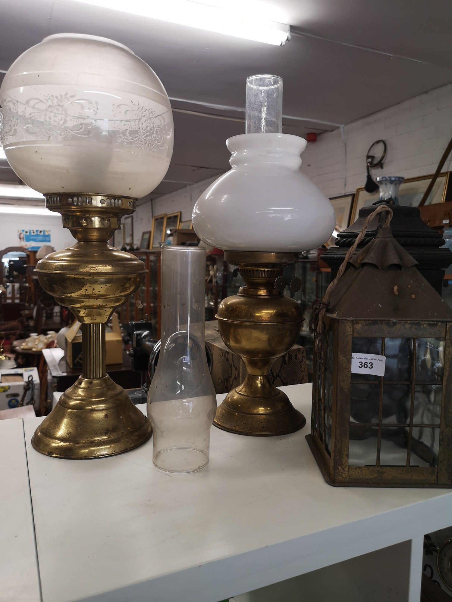 Early brass oil lamp together with brass oil style lamp been converted to electric together with