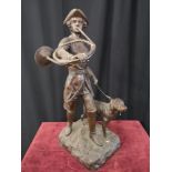 Large heavy 1900s Bronze study of soldier dog Figure 23.5 inches in height. Weighs 14kg.
