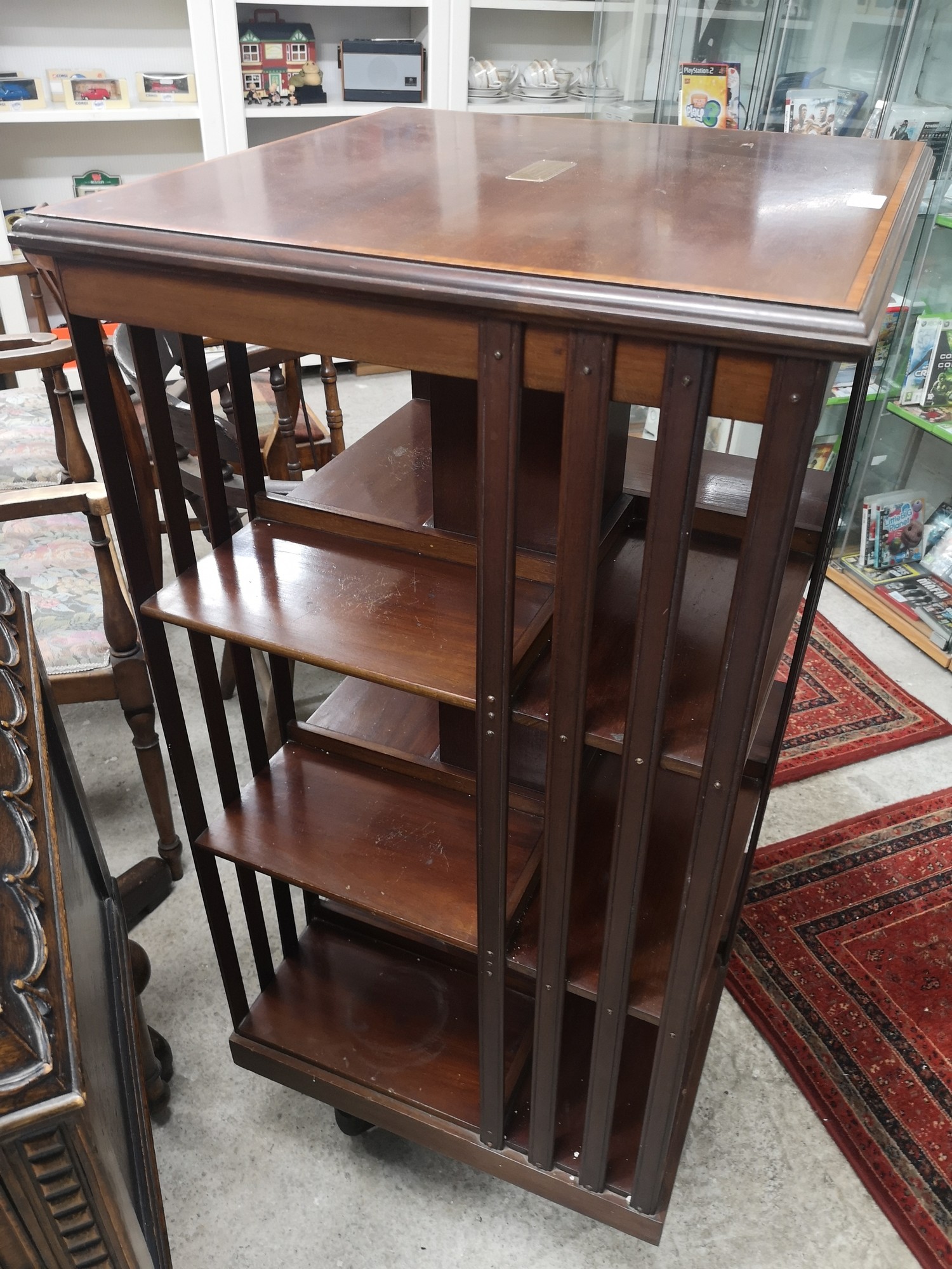 Large Edwardian revolving bookcase. - Image 3 of 3