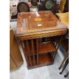 Inlaid Edwardian book case with glass preserve top.