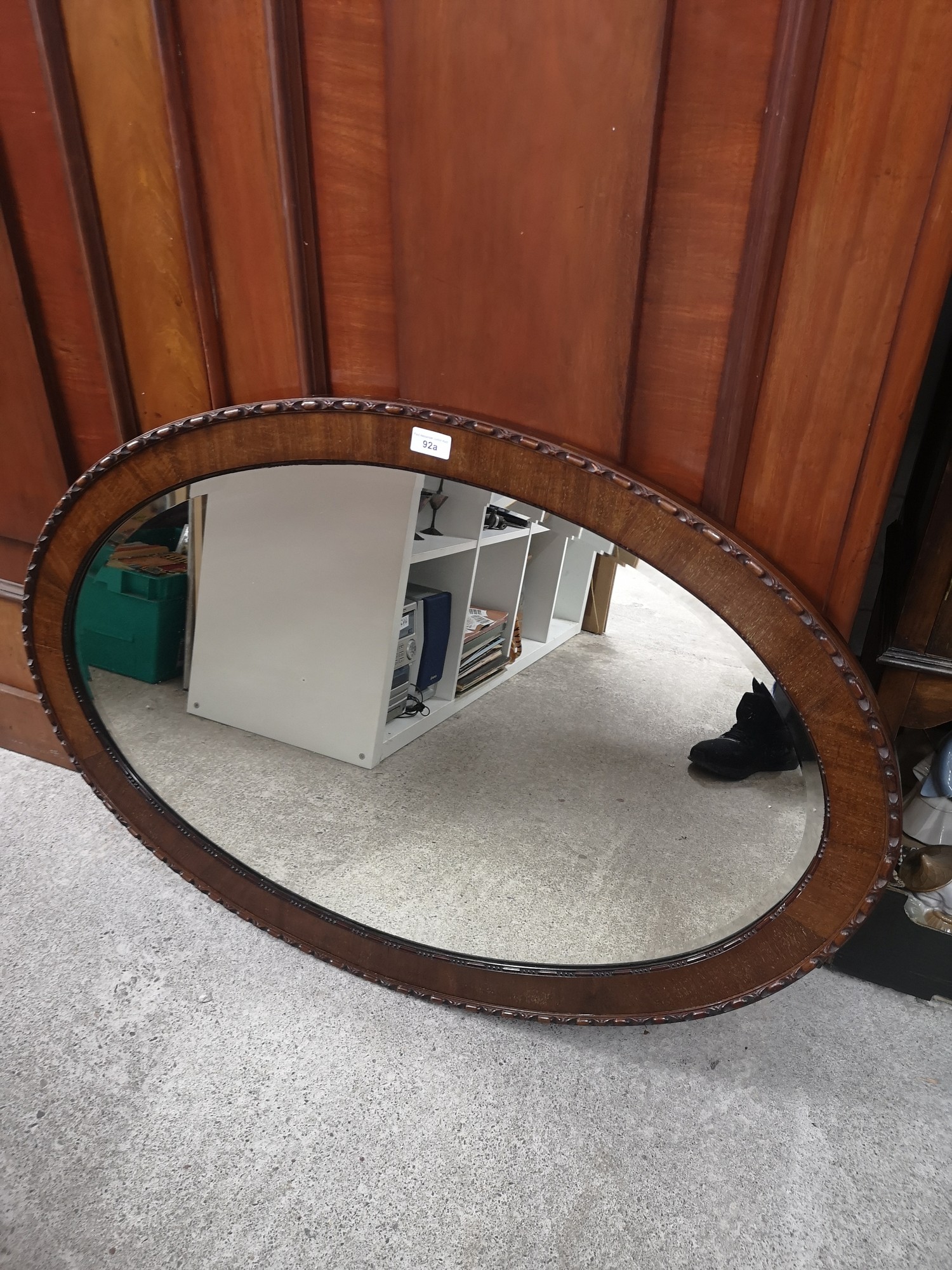 Reproduction carved oval mirror. - Image 2 of 2