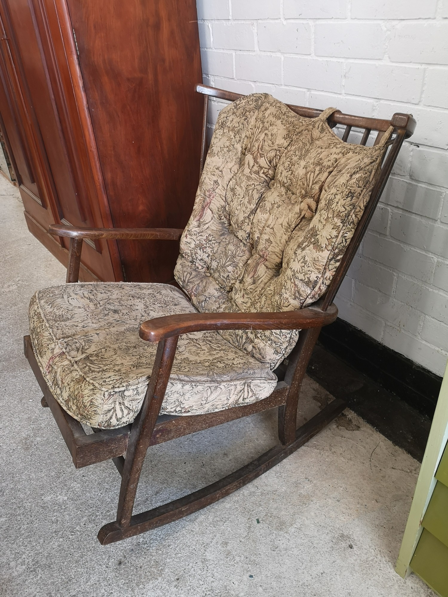 19th century rocking chair with original upholstery. - Image 3 of 3