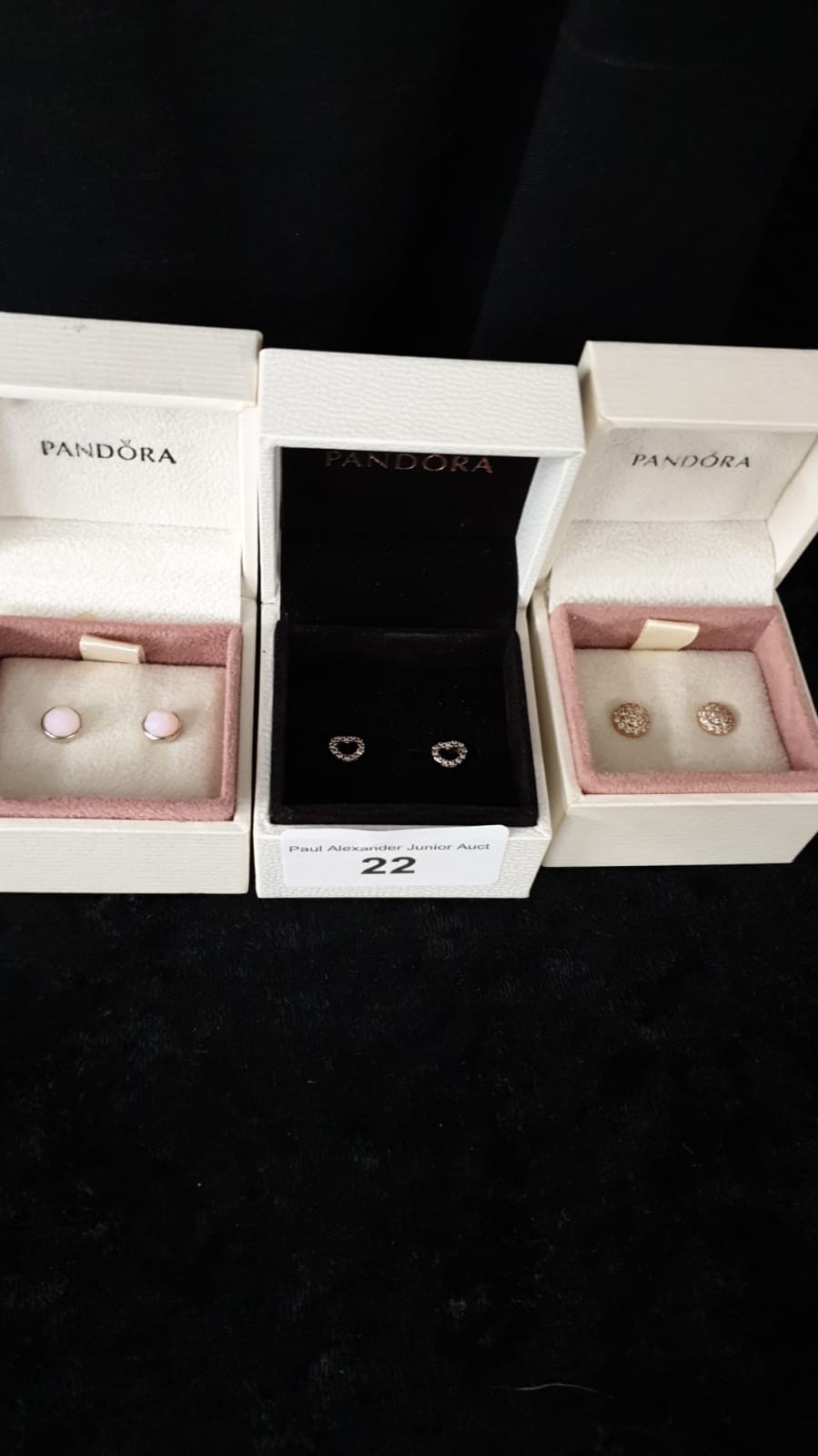 3 Sets of Pandora earrings .