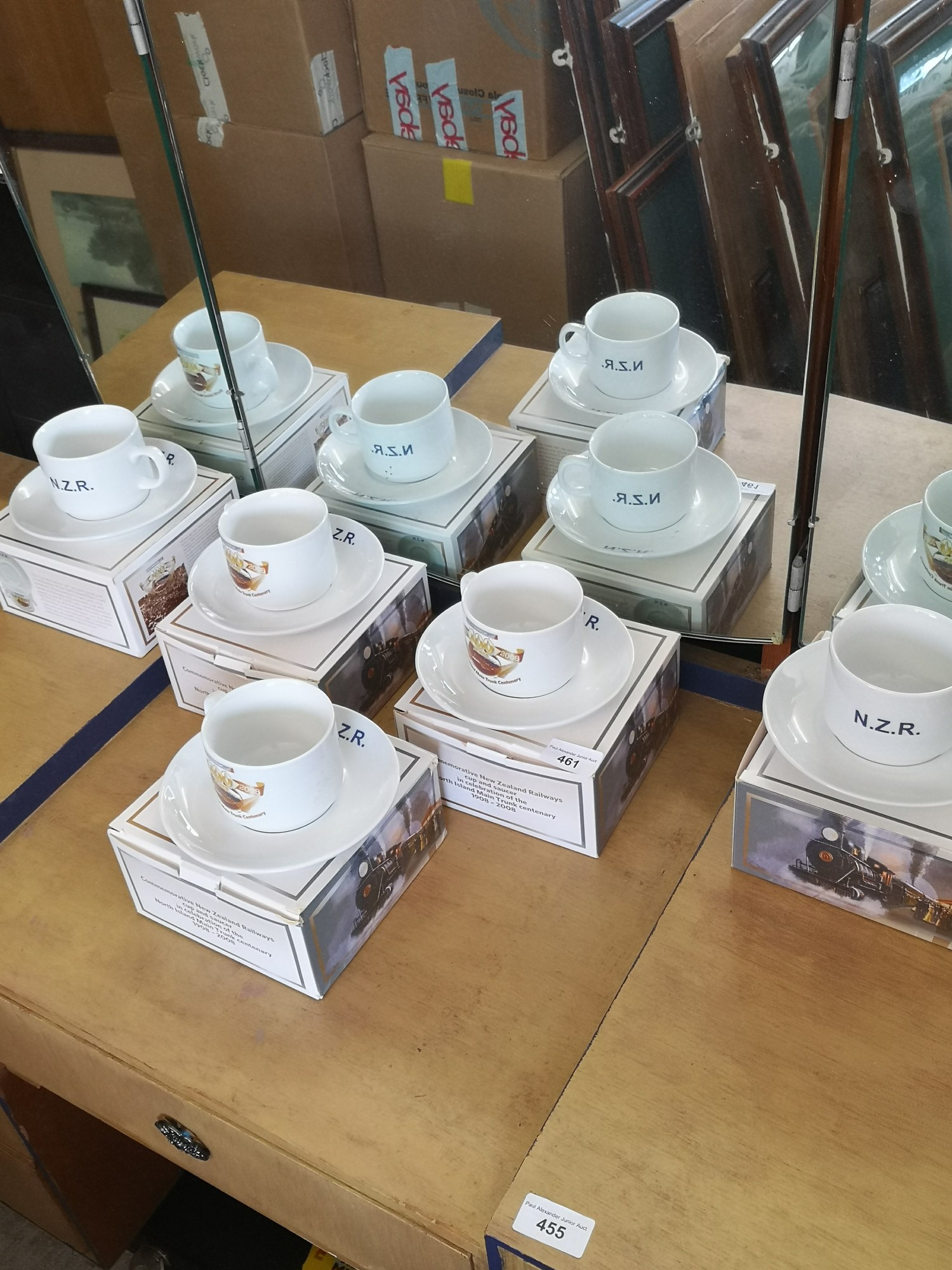 Lot of New Zealand railways centenary cups and saucer with boxes.