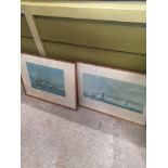 2 boat scene prints.