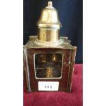BRASS AND GLASS EARLY OIL LAMP WITH BURNER . COMPLETE .