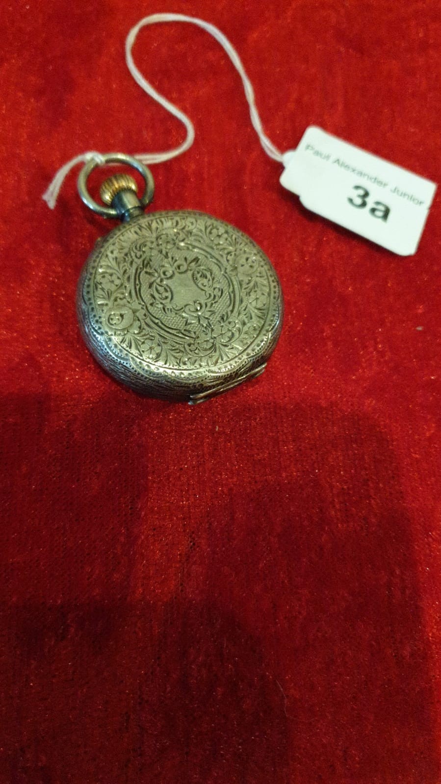 Edwardian Silver Hall marked inlaid ladies pocket watch top winding ticks nicely. - Image 2 of 2