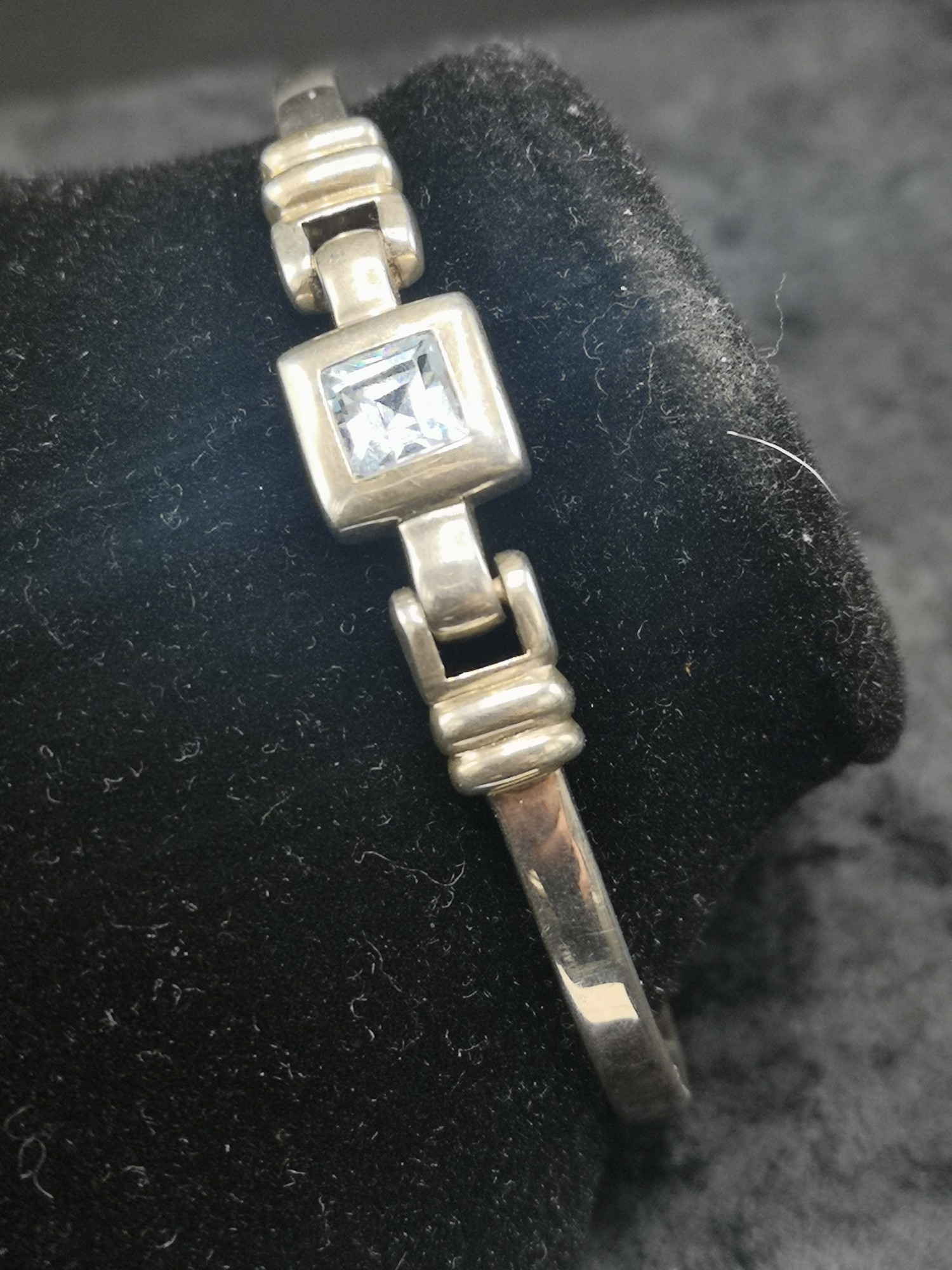 Heavy Silver Blue Topaz Bracelet - Image 2 of 2