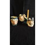 3 Large Royal doulton character jugs, beefeaters, granny and old salt.