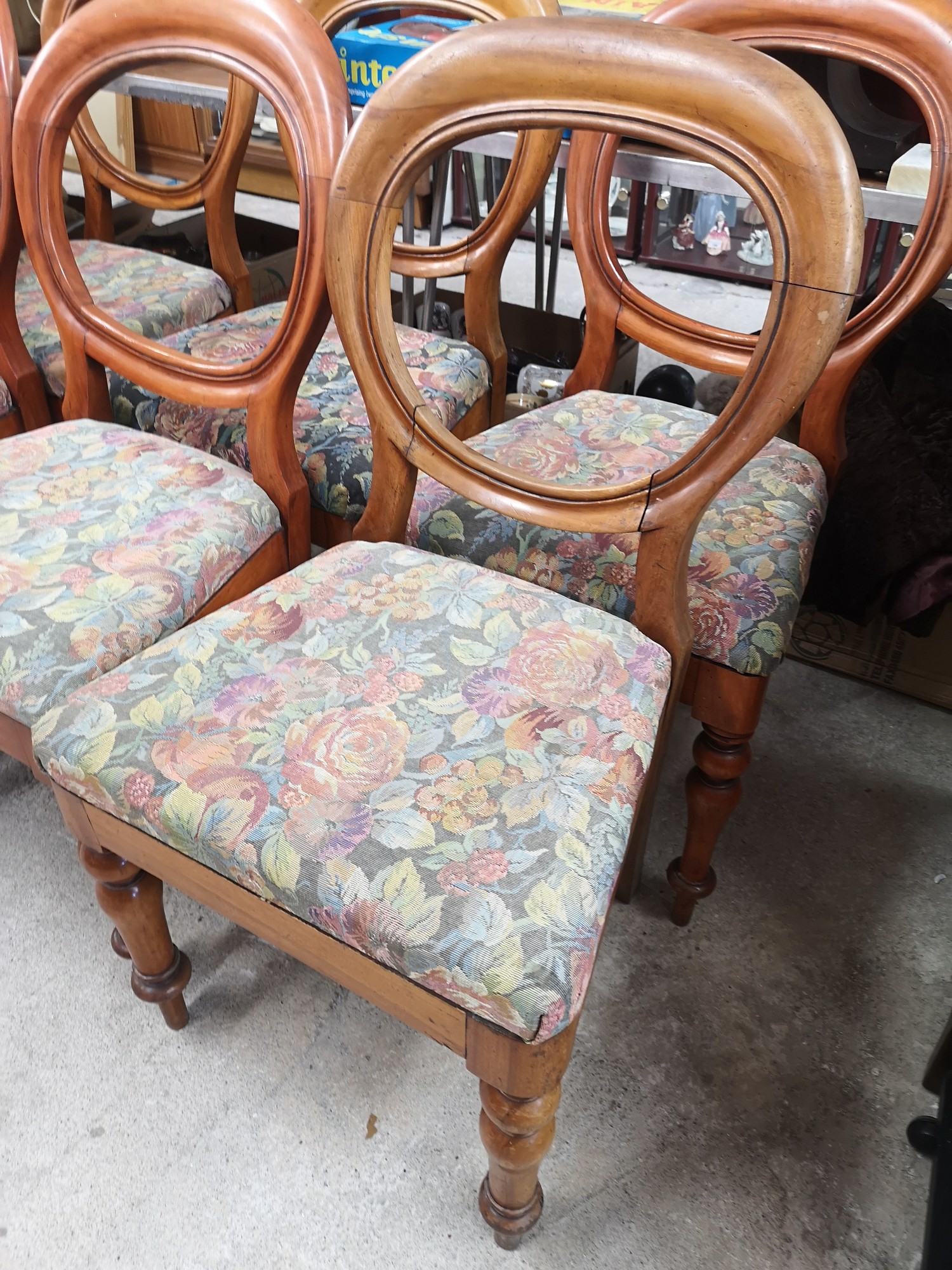 Set of 6 victorian ball back chairs. - Image 5 of 6