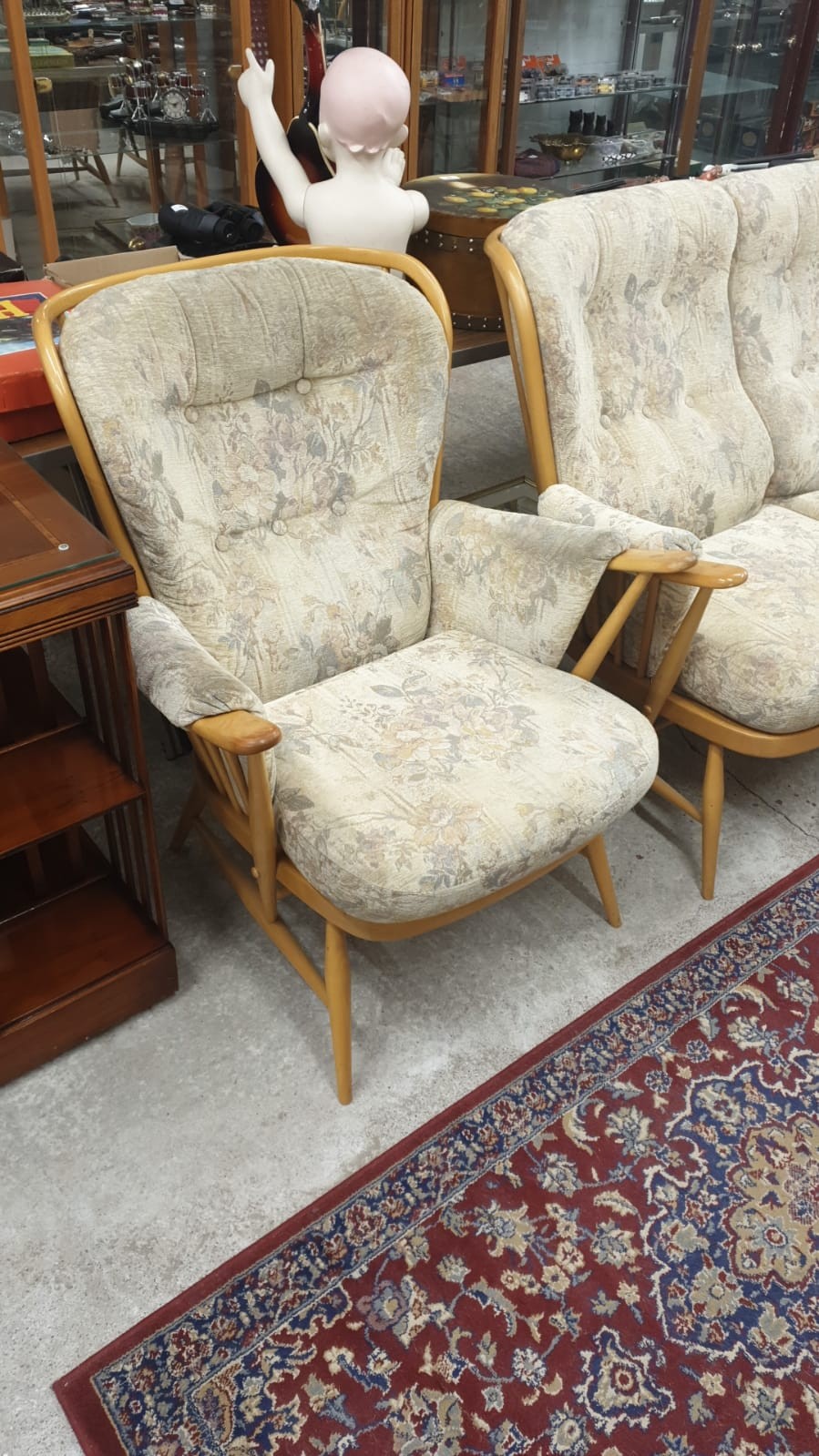 Ercol Blonde wood 3 piece suite with original cushions. - Image 3 of 6