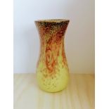 Large Strathearn scottish glass vase in beautiful colourations of yellow, red, brown with gold fleck