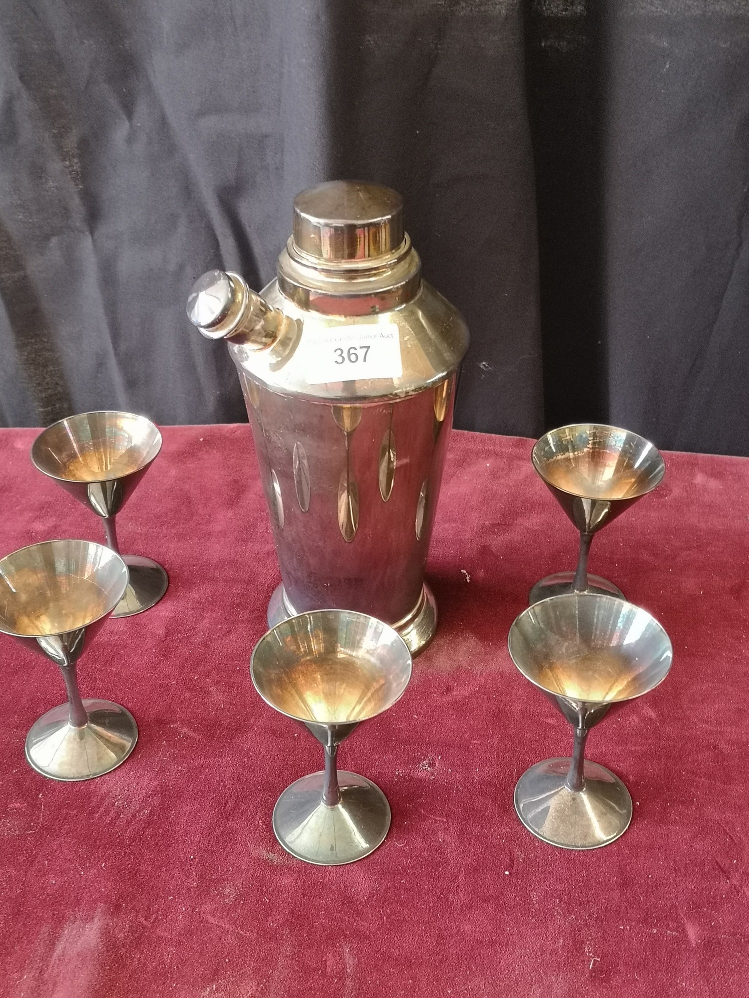 Silver plated art deco cocktail shacker set.