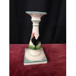 Large Scottish Pottery Griselda Hill Pottery Cockerel Candlestick 7.5 inches in height.