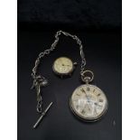 Military services pocket watch together with possible silver miltary watch. Both non runners.