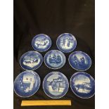 Collection of Royal Copenhagen Christmas plates. 1980s.