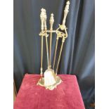 Heavy 1900s brass companion set in art nouveau design.