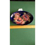 Large Early Moorcroft Blue Ground Anemone Pattern Oval Bon Bon Dish Signed And Impressed Mark