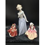 2 Royal doulton figures together with nao figure. Af.