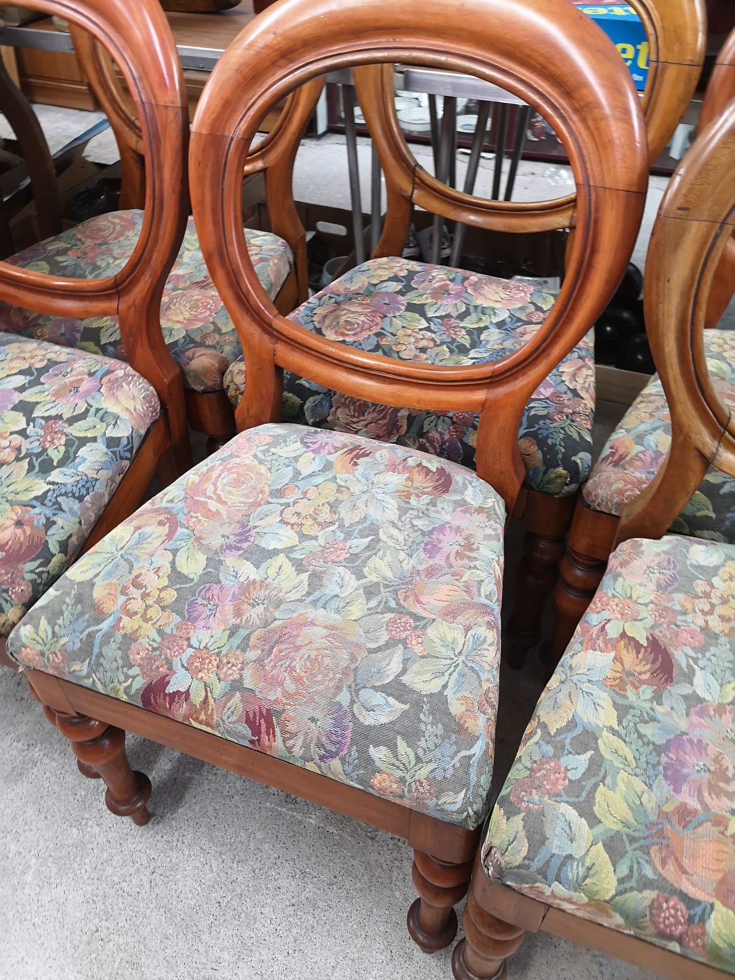 Set of 6 victorian ball back chairs. - Image 4 of 6