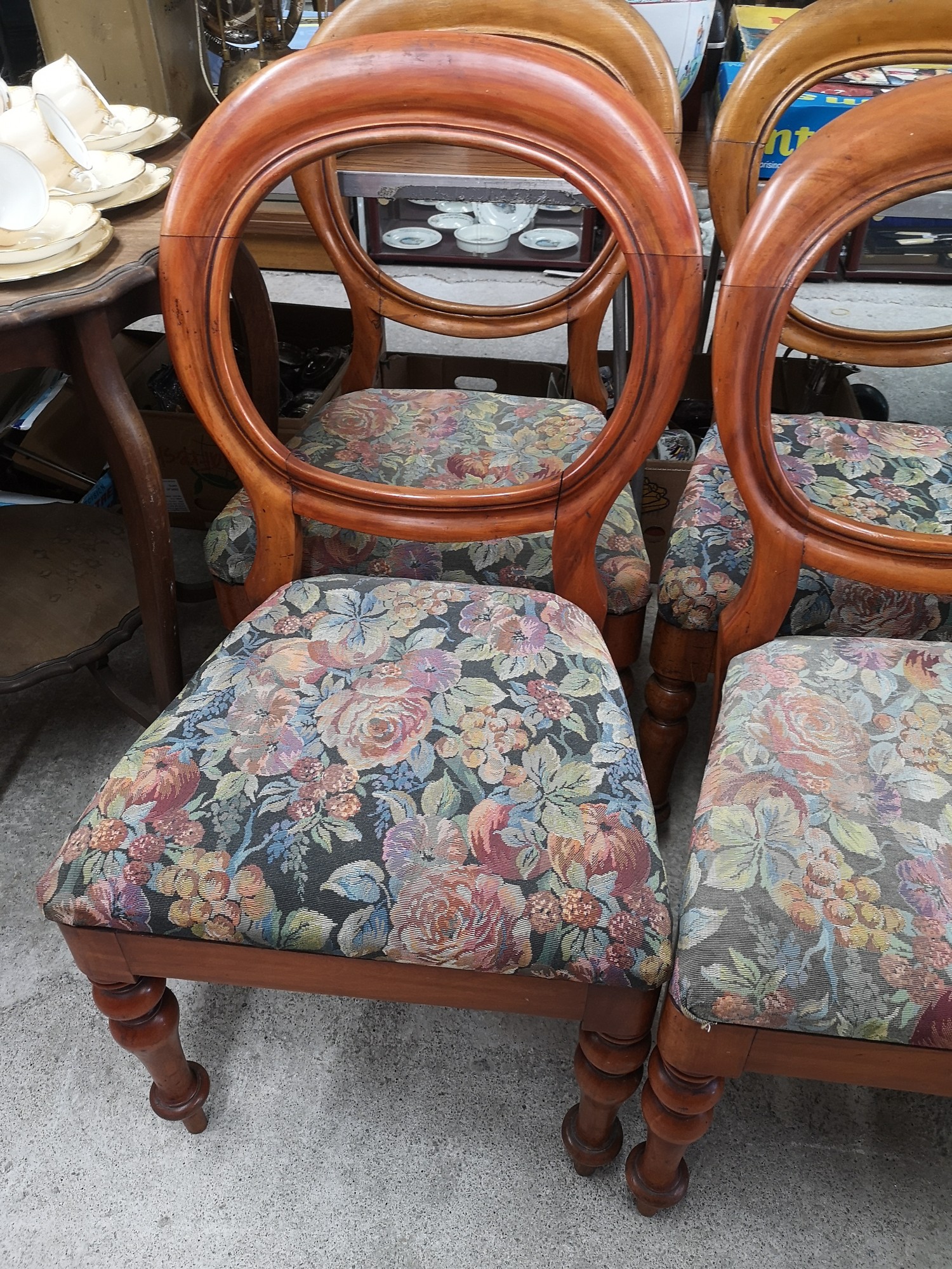 Set of 6 victorian ball back chairs. - Image 3 of 6