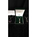 3 Silver necklaces and pendant s.
