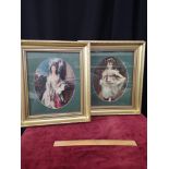 2 Victorian scene prints depicting young lady's.