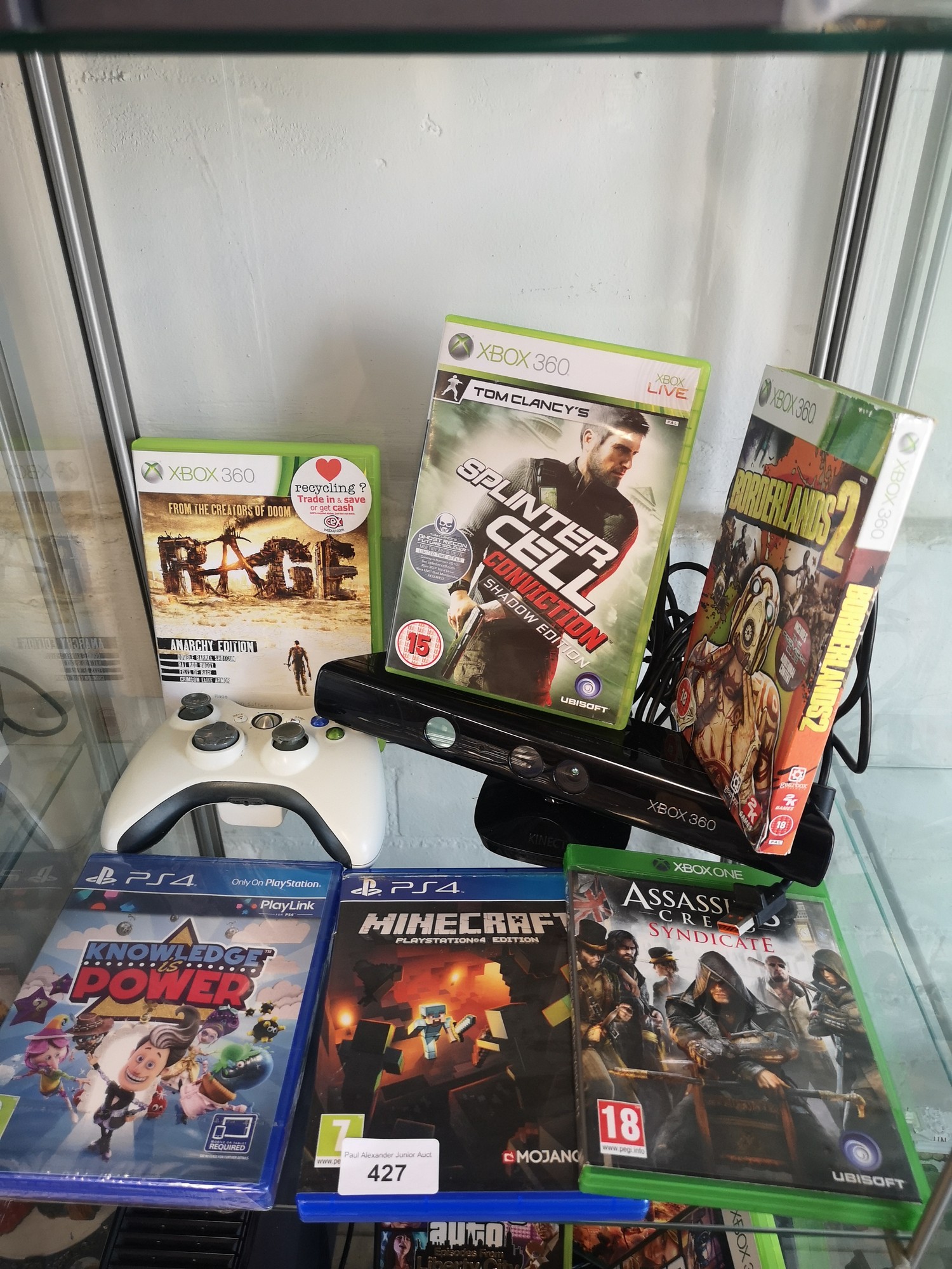 Xbox 360 slim console with power supply, controller, kinnect, games includes playstation 4 games and - Image 3 of 3