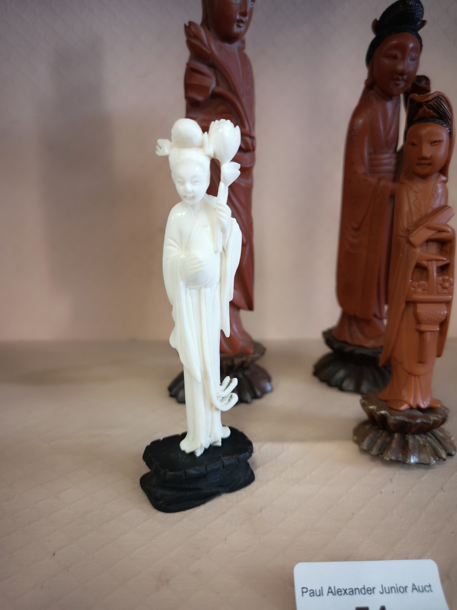 4 Oriental figures sat upon bases. - Image 2 of 3