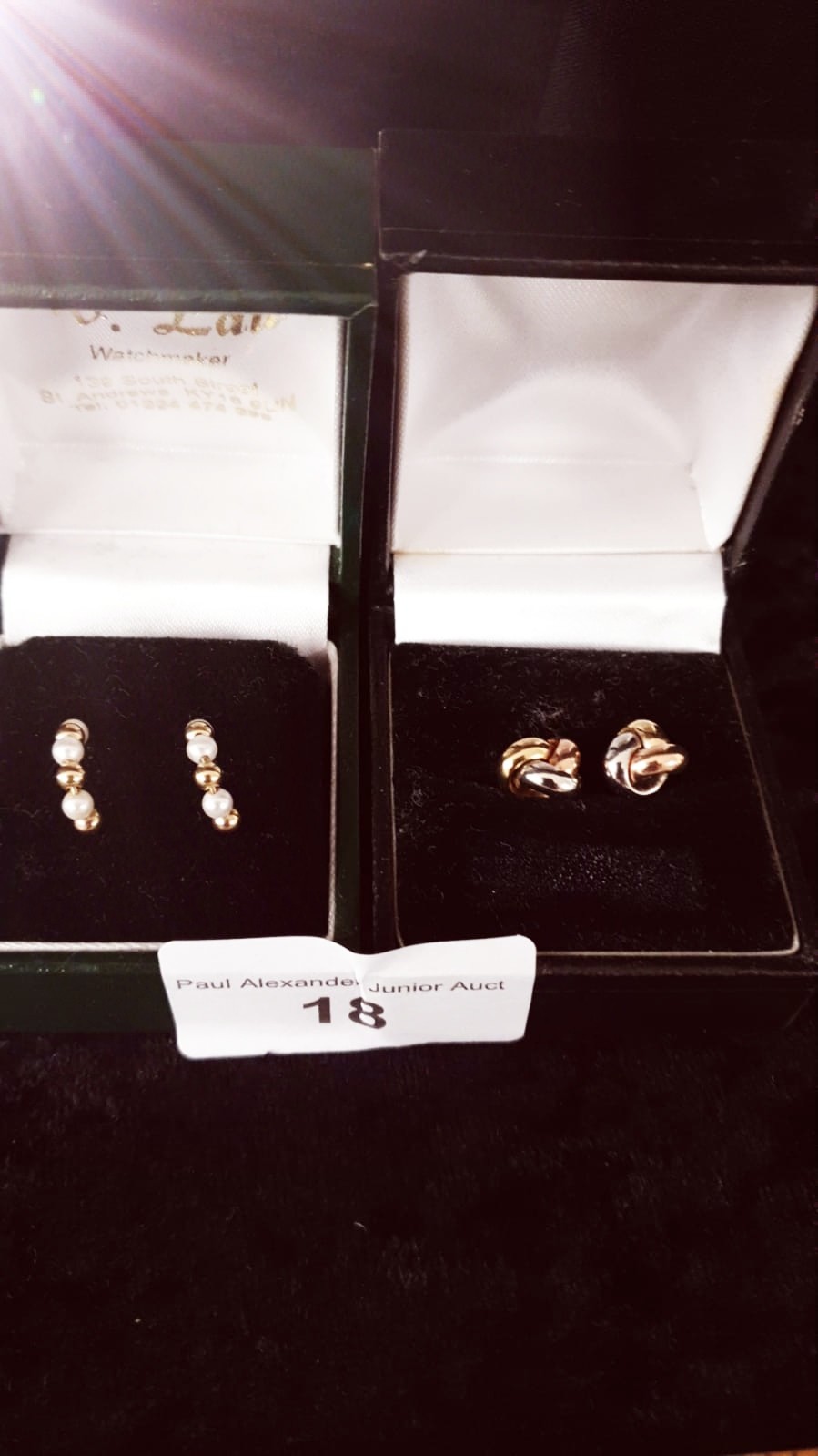 2 Pair of 9ct gold earrings .