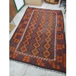 Large Kilim arts and crafts interior rug. 9ft by 6ft.