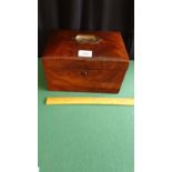 Victorian Walnut Sewing Box Brass Handle With Fitted Interior
