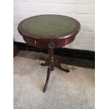 Vintage 1 drawer table with leather top.