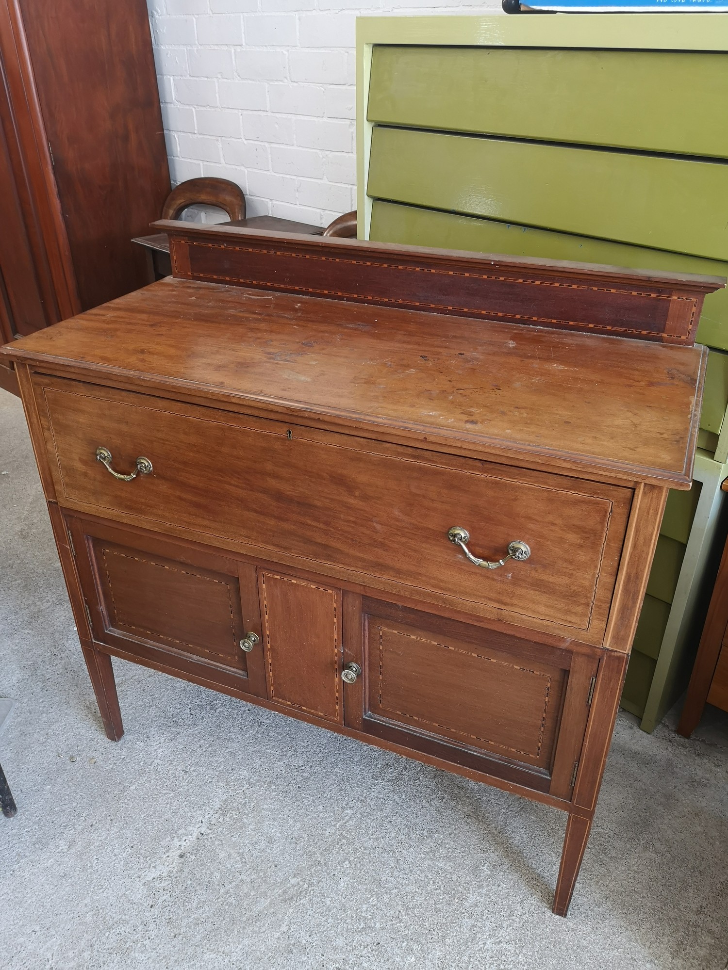 Edwardian inlaid dresser. This does need tlc.