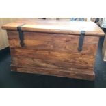 Rustic Mexican pine style trunk with fitted handles.