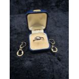 Pair of 9ct gold earrings together with 9ct gold gold hall marked ring with diamonds one stone