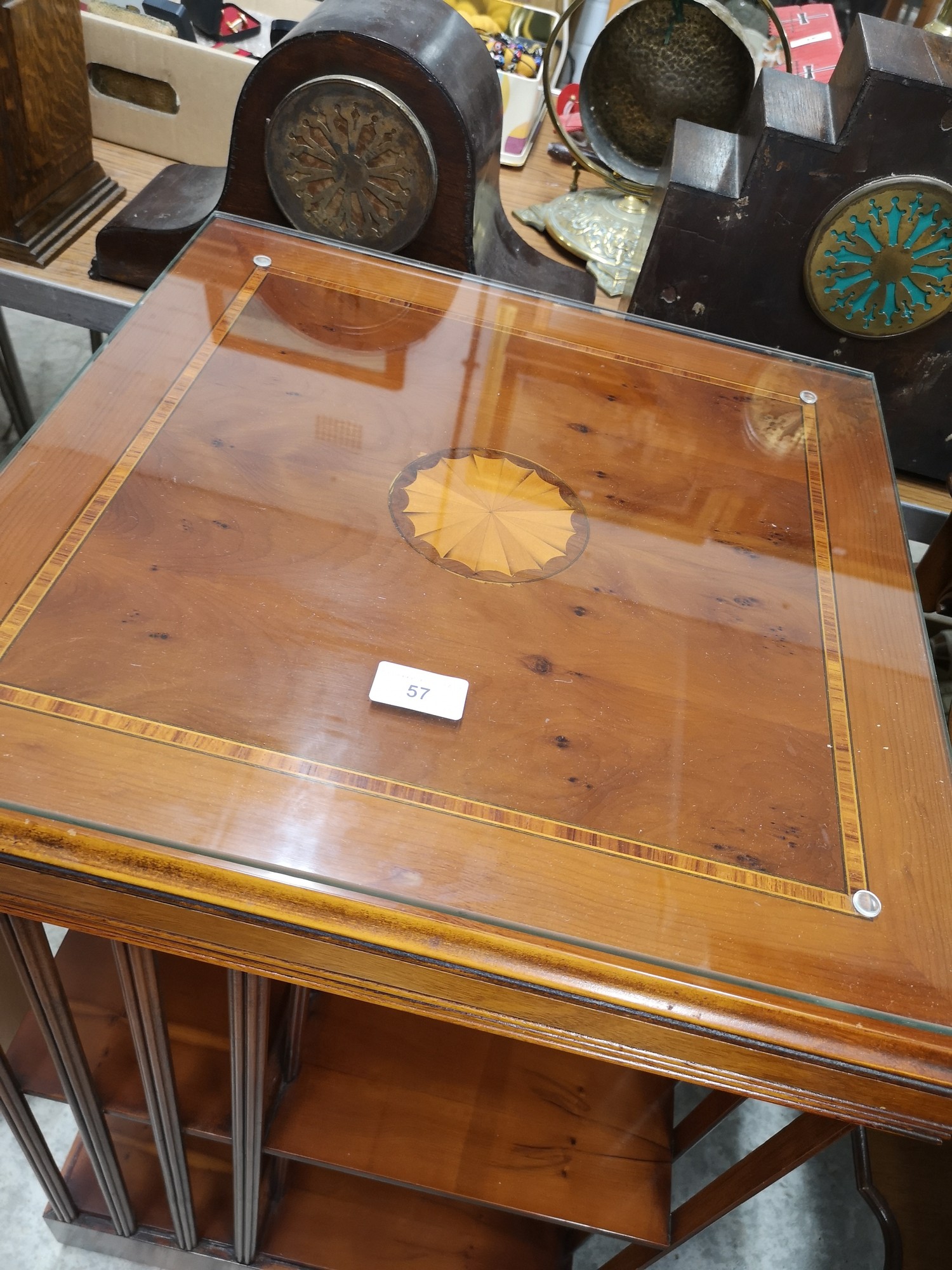 Inlaid Edwardian book case with glass preserve top. - Image 3 of 3