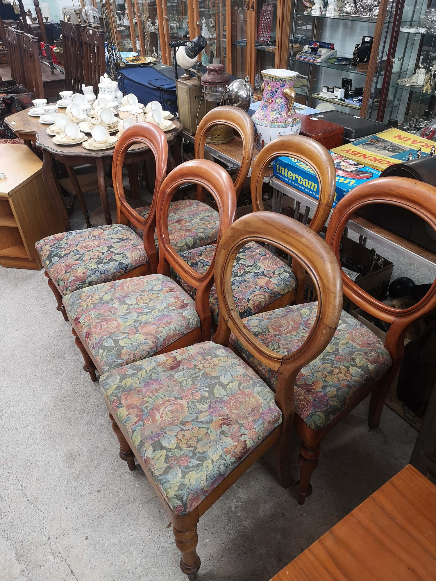 Set of 6 victorian ball back chairs. - Image 2 of 6